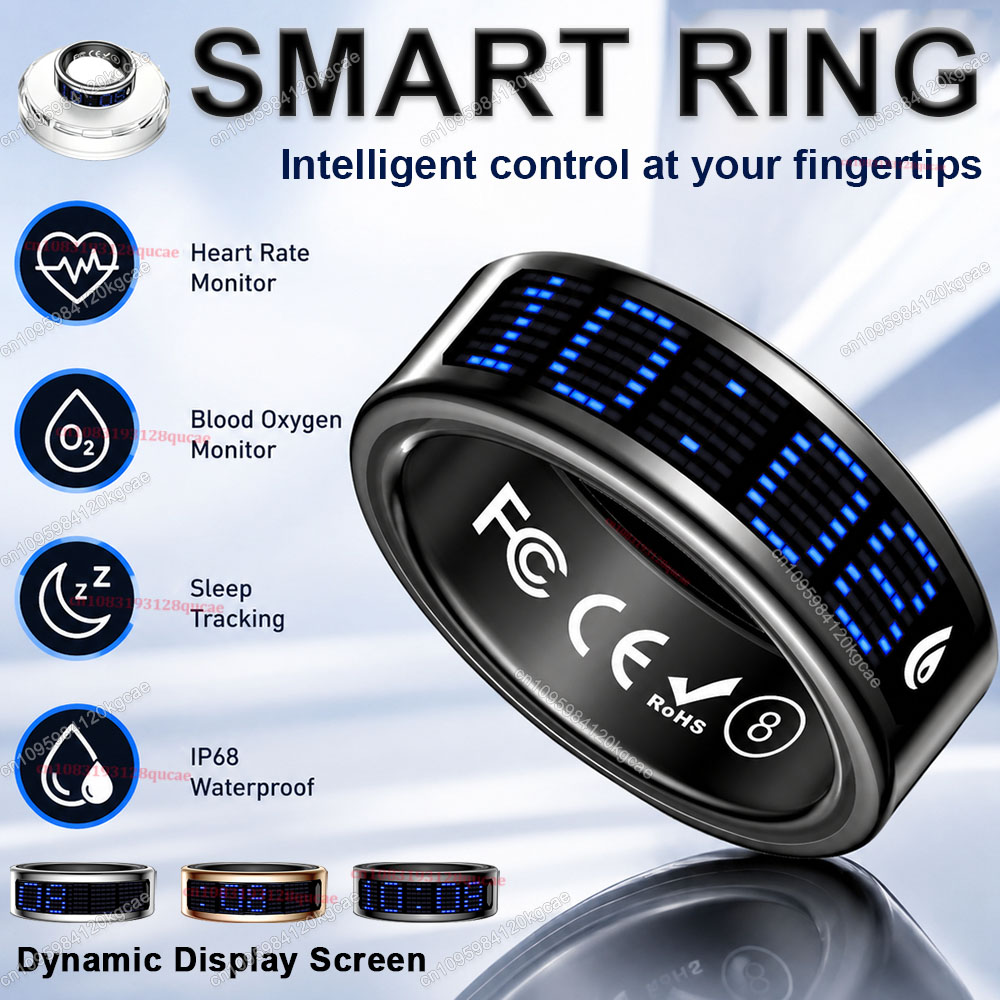 Health Monitors - Smart Ring met touchscreen, oproepherinnering, tasbih-teller,